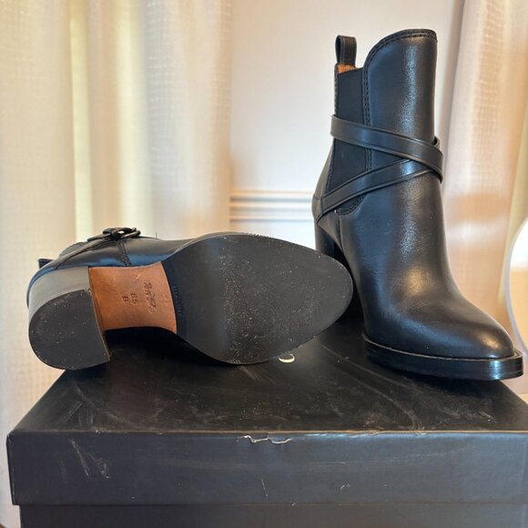 Coach booties, black leather, strappy, size 8.5 - Picture 3 of 4